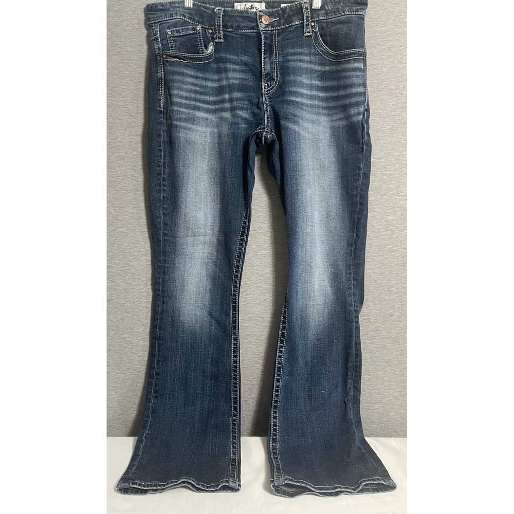Daytrip Virgo Bootcut Jean Women 32L Dark Wash Stretch Denim See Meas Distressed